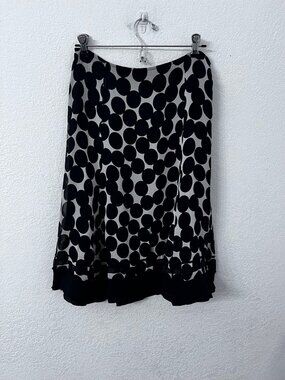 White House Black Market Womens Polka Dot Skirt Black & White Silk Blend women s